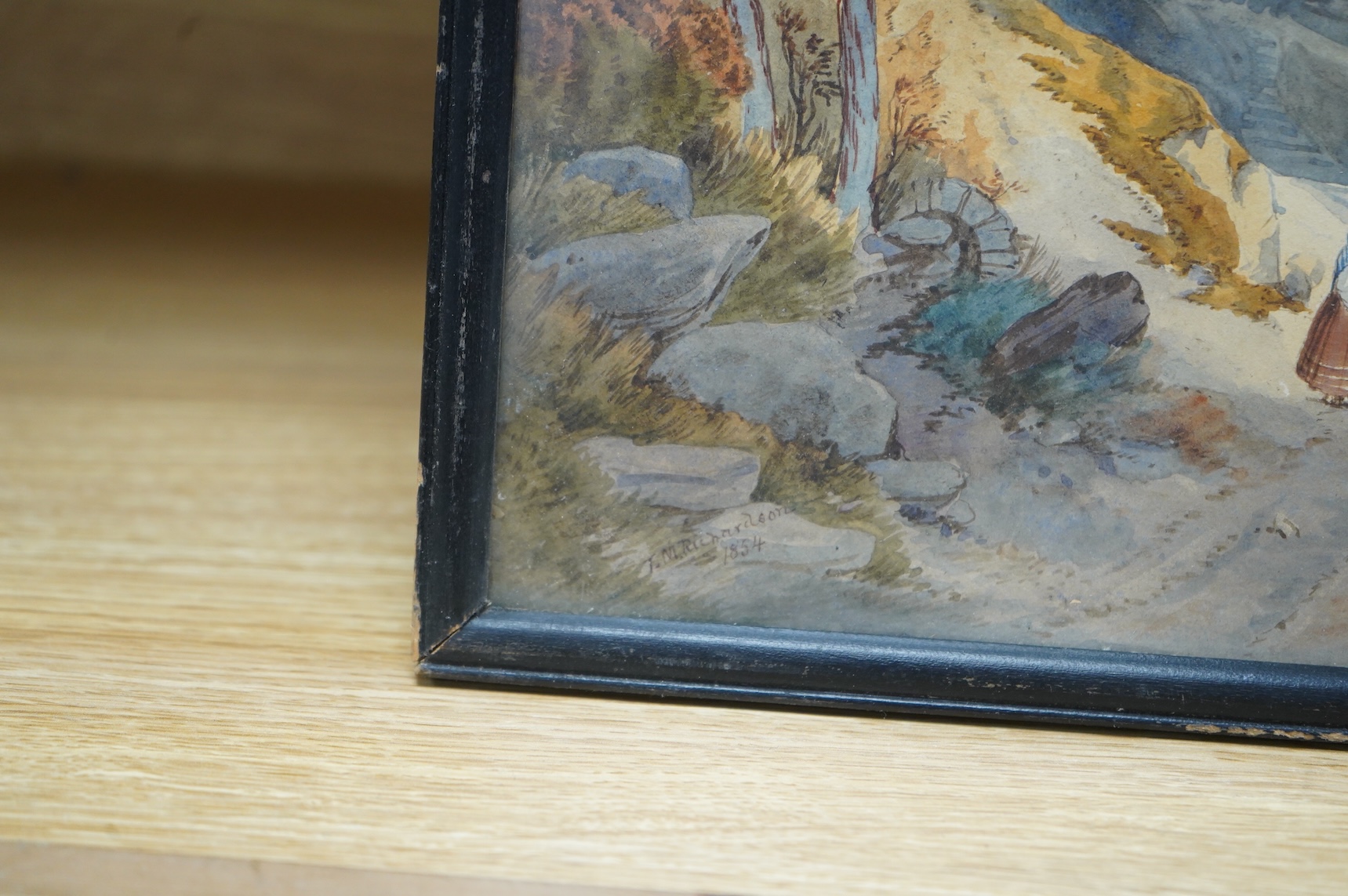 Manner of Thomas Miles Richardson (1784-1848), Mediterranean coastal view, dated 1854, watercolour, 24 x 55cm